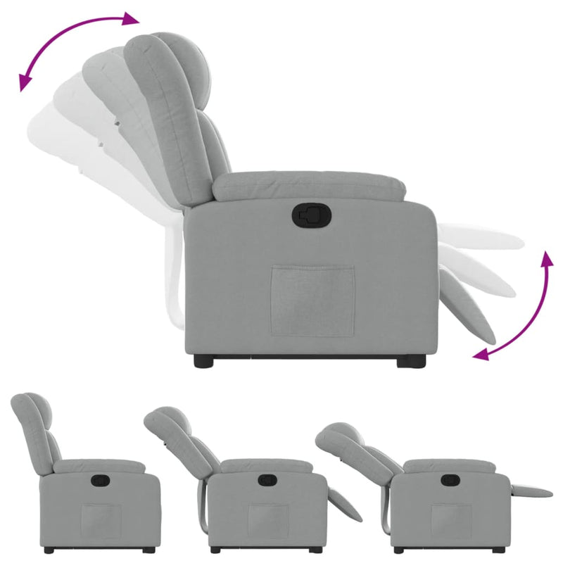 Stand up Massage Recliner Chair Light Grey Fabric