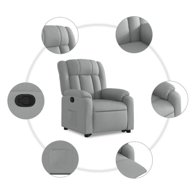 Stand up Massage Recliner Chair Light Grey Fabric