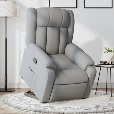 Stand up Massage Recliner Chair Light Grey Fabric