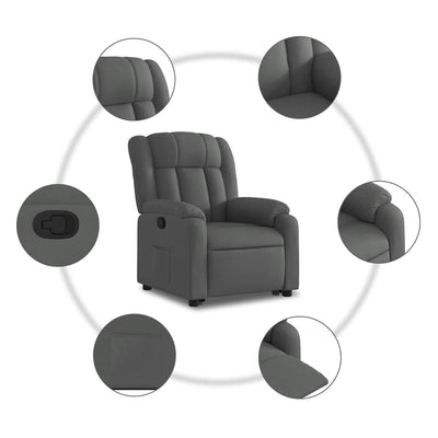 Stand up Massage Recliner Chair Dark Grey Fabric