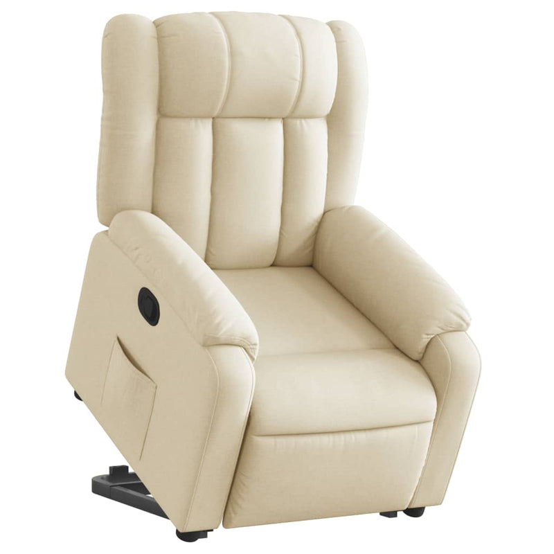 Stand up Massage Recliner Chair Cream Fabric