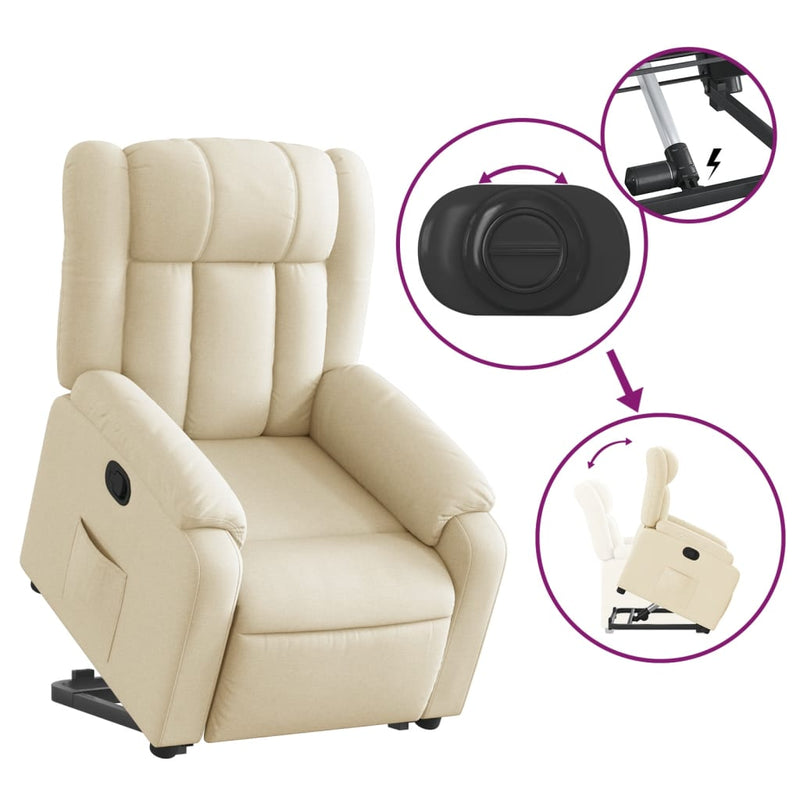 Stand up Massage Recliner Chair Cream Fabric