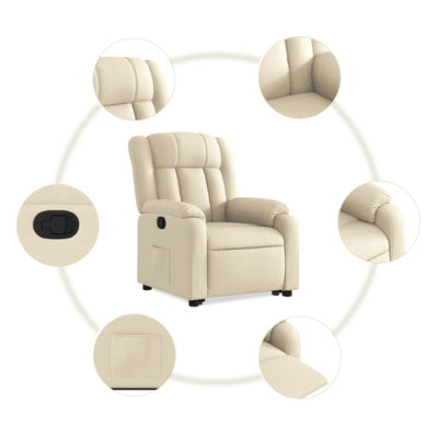 Stand up Massage Recliner Chair Cream Fabric