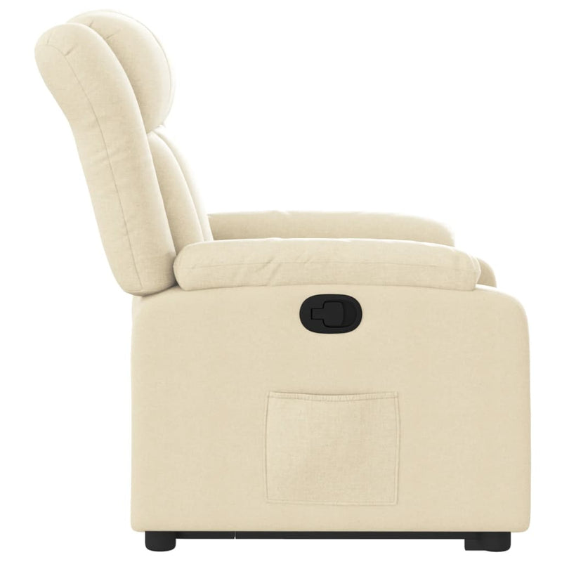 Stand up Massage Recliner Chair Cream Fabric