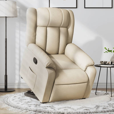 Stand up Massage Recliner Chair Cream Fabric