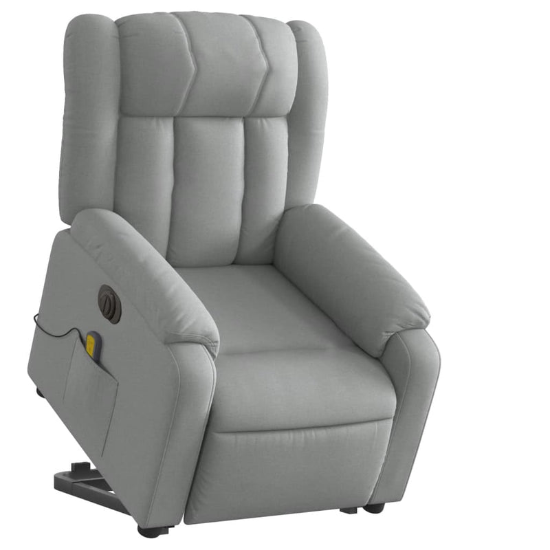 Electric Stand up Massage Recliner Chair Light Grey Fabric