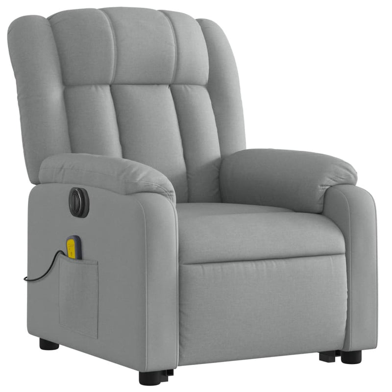 Electric Stand up Massage Recliner Chair Light Grey Fabric