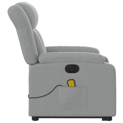 Electric Stand up Massage Recliner Chair Light Grey Fabric