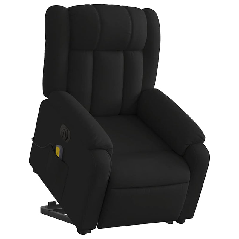 Electric Stand up Massage Recliner Chair Black Fabric