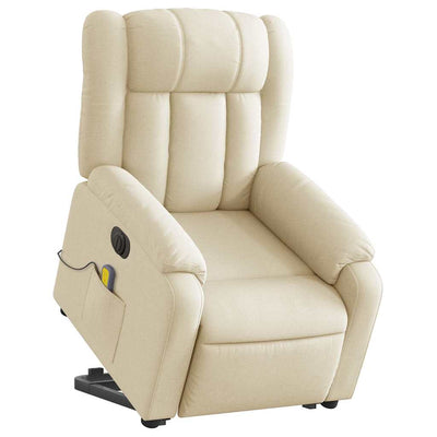 Electric Stand up Massage Recliner Chair Cream Fabric