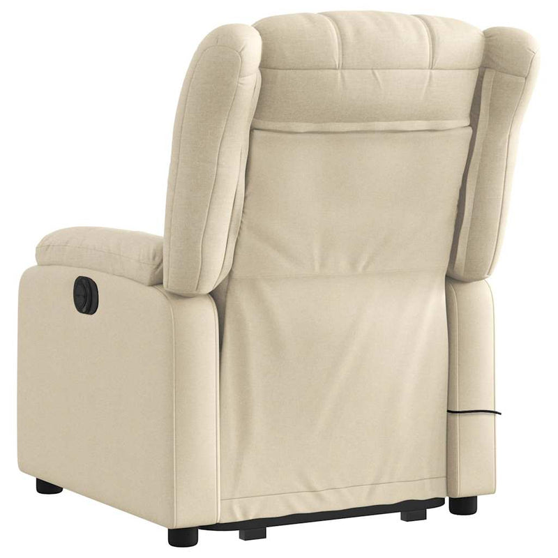 Electric Stand up Massage Recliner Chair Cream Fabric