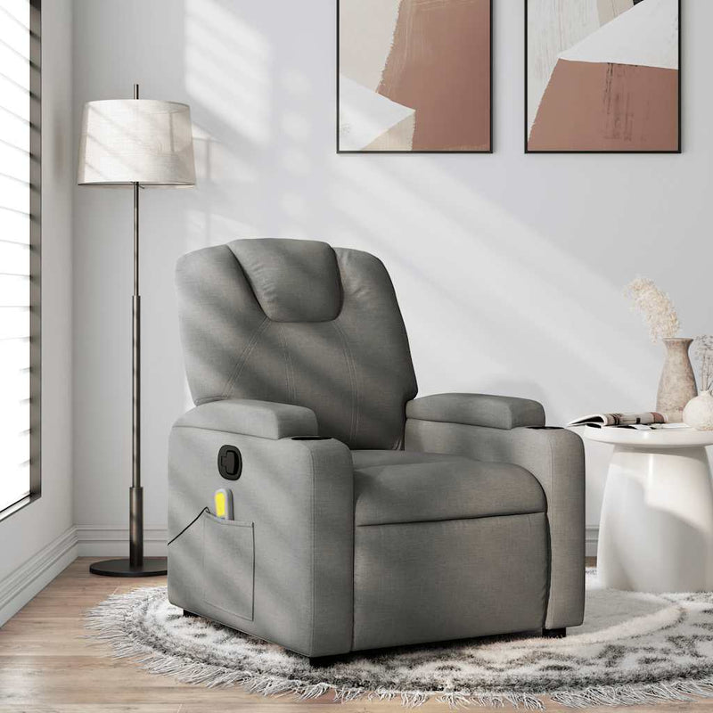 Massage Recliner Chair Dark Grey Fabric