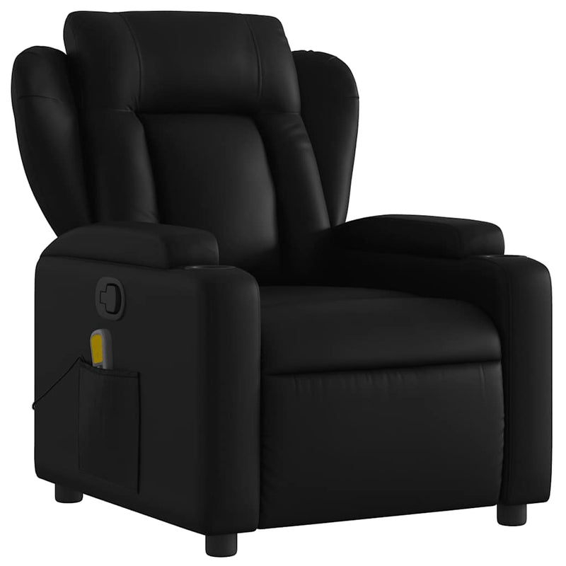 Massage Recliner Chair Black Faux Leather