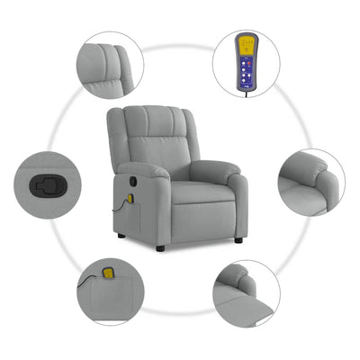 Massage Recliner Chair Light Grey Fabric