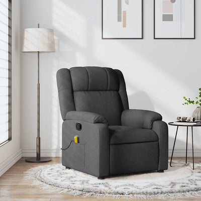 Massage Recliner Chair Dark Grey Fabric