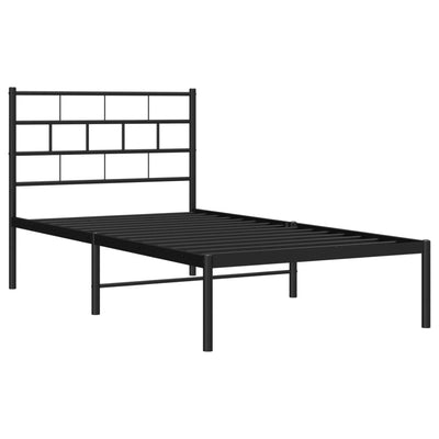 Metal Bed Frame without Mattress with Headboard Black 107x203 cm King Single