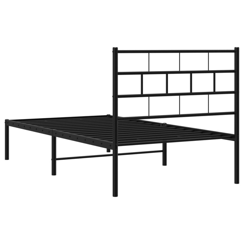 Metal Bed Frame without Mattress with Headboard Black 107x203 cm King Single