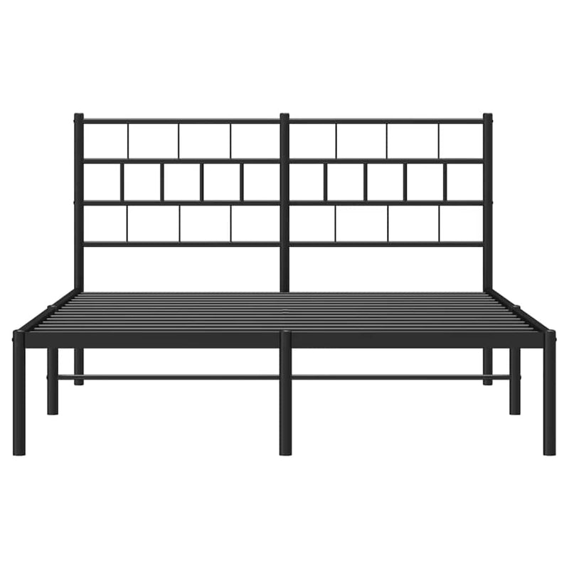 Metal Bed Frame without Mattress with Headboard Black 150x200 cm