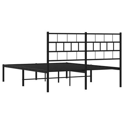 Metal Bed Frame without Mattress with Headboard Black 150x200 cm