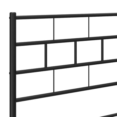 Metal Bed Frame without Mattress with Headboard Black 150x200 cm