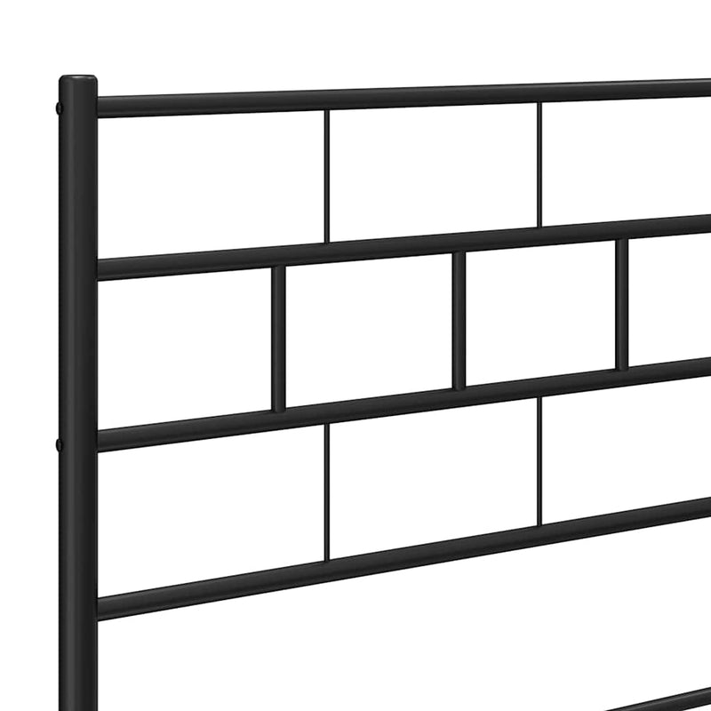 Metal Bed Frame without Mattress with Headboard Black 150x200 cm