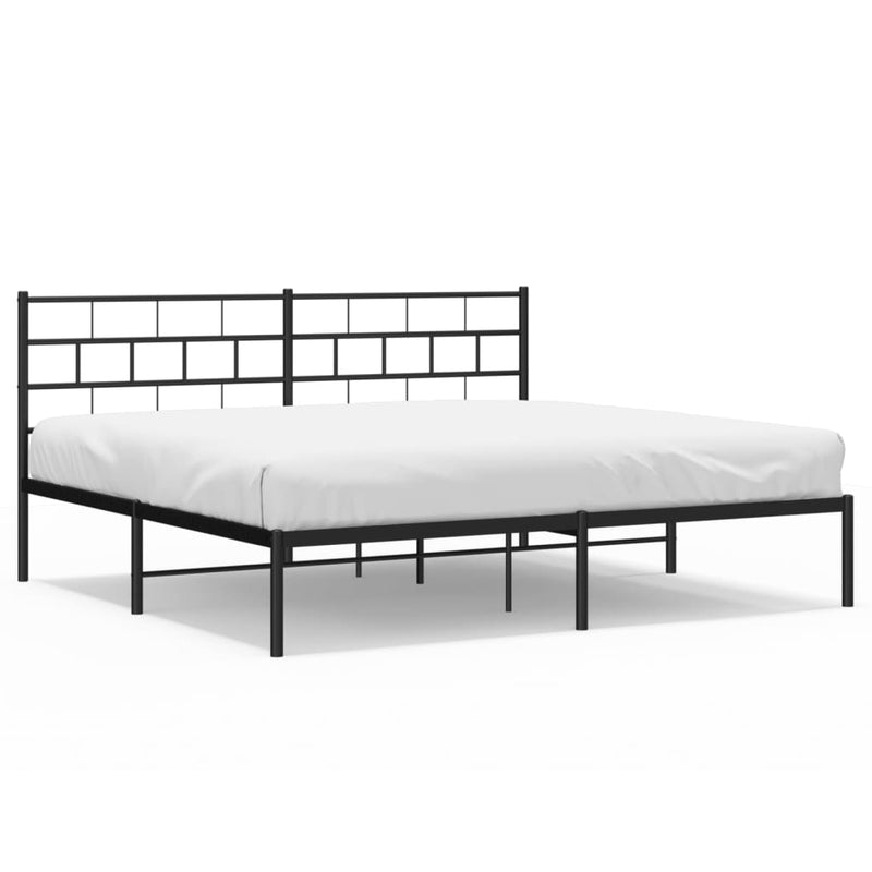 Metal Bed Frame without Mattress with Headboard Black 183x203 cm King