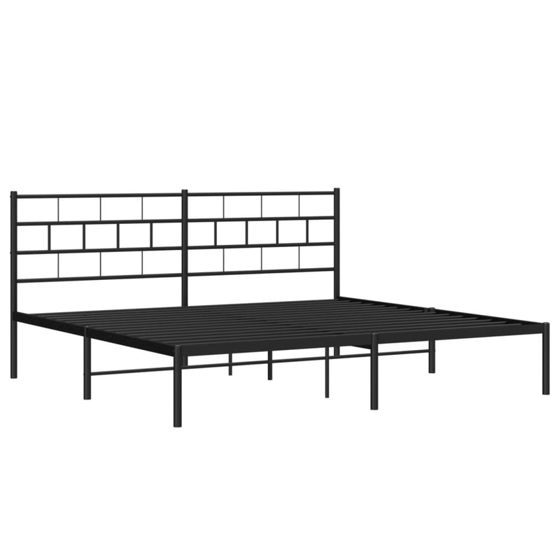 Metal Bed Frame without Mattress with Headboard Black 183x203 cm King