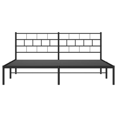 Metal Bed Frame without Mattress with Headboard Black 183x203 cm King