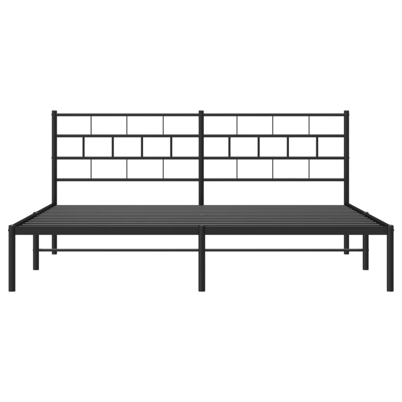 Metal Bed Frame without Mattress with Headboard Black 183x203 cm King