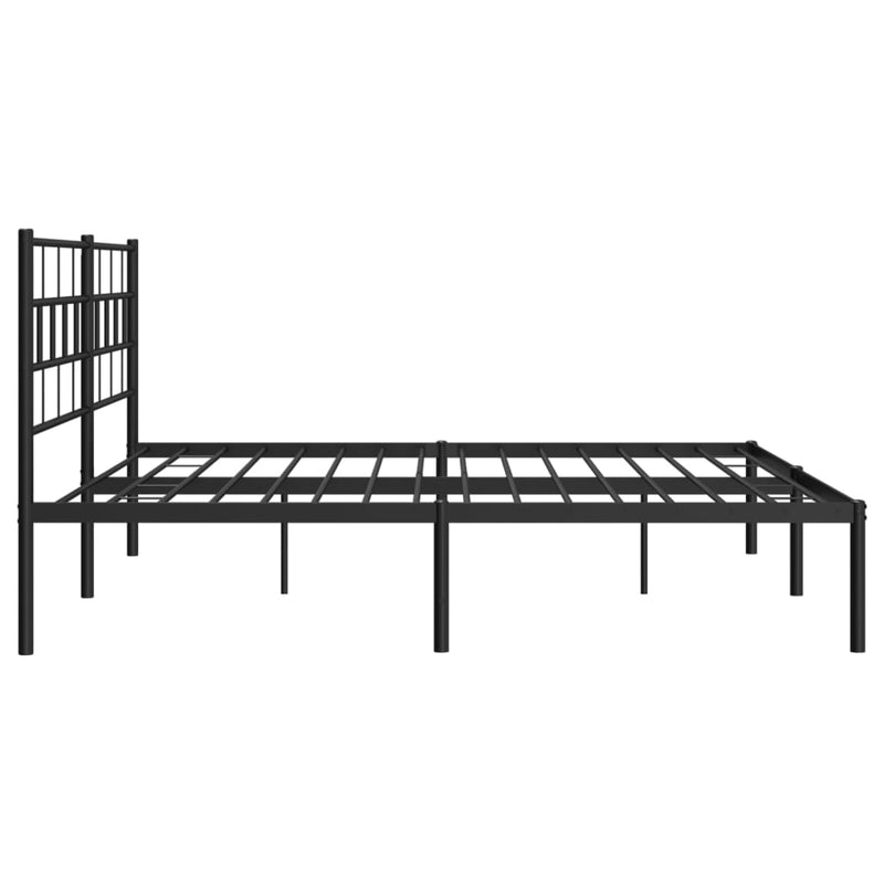 Metal Bed Frame without Mattress with Headboard Black 183x203 cm King