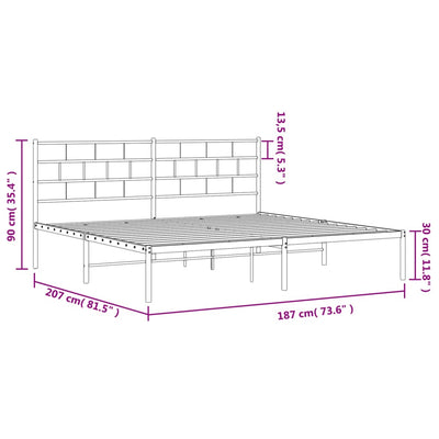 Metal Bed Frame without Mattress with Headboard Black 183x203 cm King