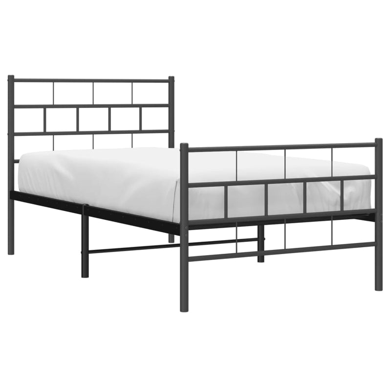 Metal Bed Frame without Mattress with Footboard Black 107x203 cm King Single