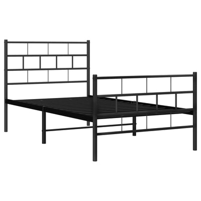 Metal Bed Frame without Mattress with Footboard Black 107x203 cm King Single