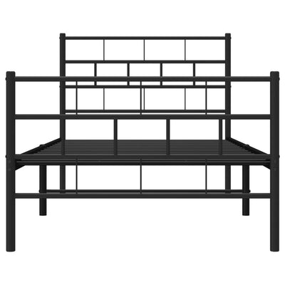 Metal Bed Frame without Mattress with Footboard Black 107x203 cm King Single