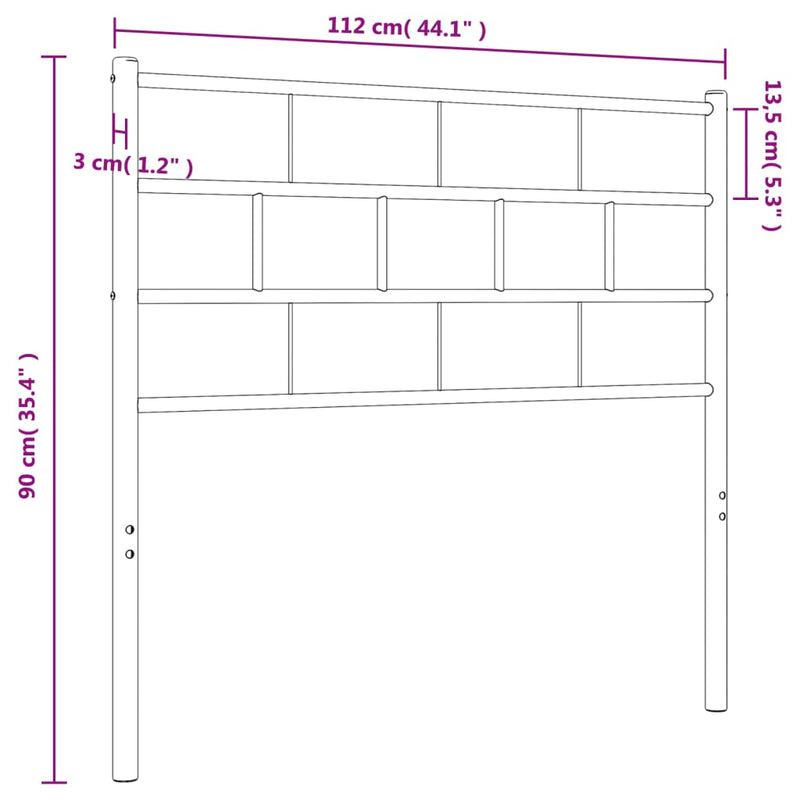 Metal Headboard Black 107 cm King Single