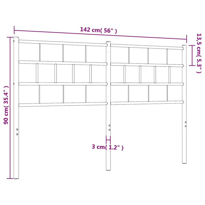 Metal Headboard Black 137 cm Double