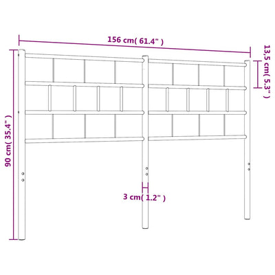 Metal Headboard Black 152 cm Queen