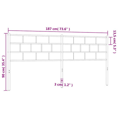 Metal Headboard Black 183 cm King