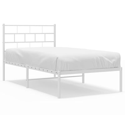 Metal Bed Frame without Mattress with Headboard White 90x190 cm