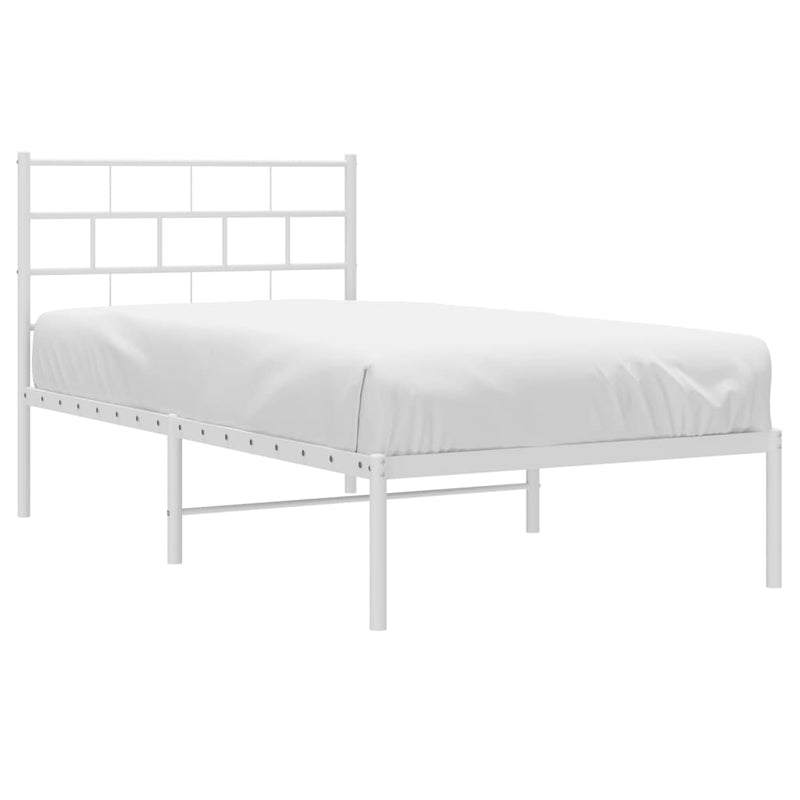 Metal Bed Frame without Mattress with Headboard White 90x190 cm