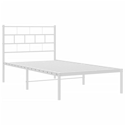 Metal Bed Frame without Mattress with Headboard White 90x190 cm