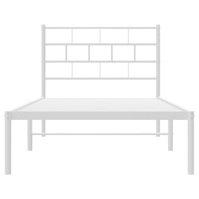 Metal Bed Frame without Mattress with Headboard White 90x190 cm