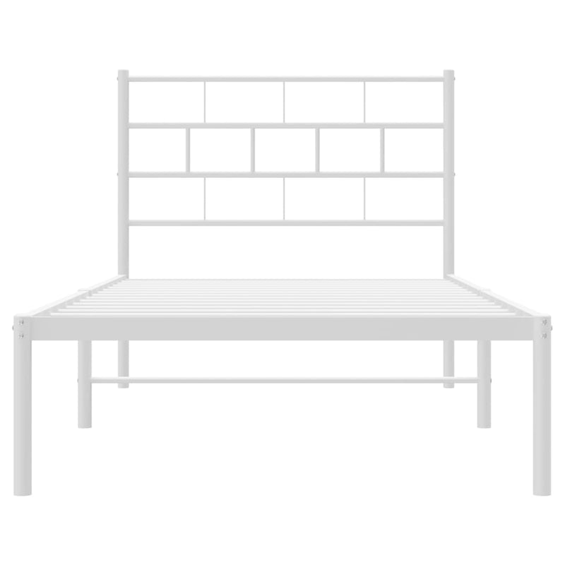 Metal Bed Frame without Mattress with Headboard White 90x190 cm