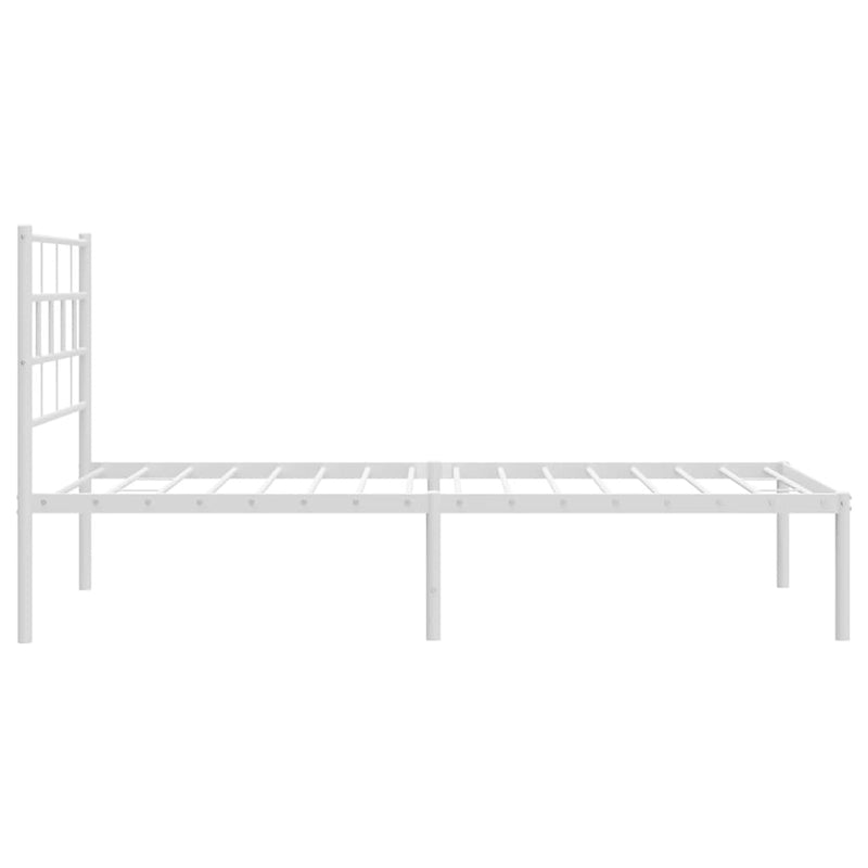 Metal Bed Frame without Mattress with Headboard White 90x190 cm