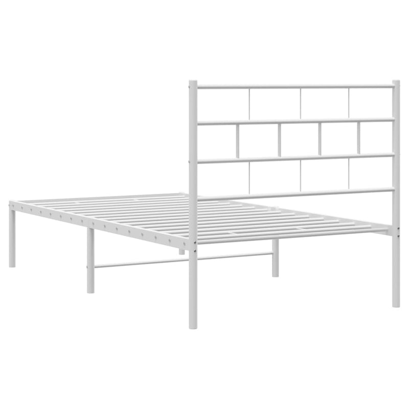 Metal Bed Frame without Mattress with Headboard White 90x190 cm