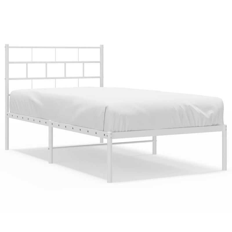 Metal Bed Frame without Mattress with Headboard White 107x203 cm King Single