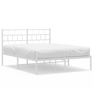 Metal Bed Frame without Mattress with Headboard White 135x190 cm