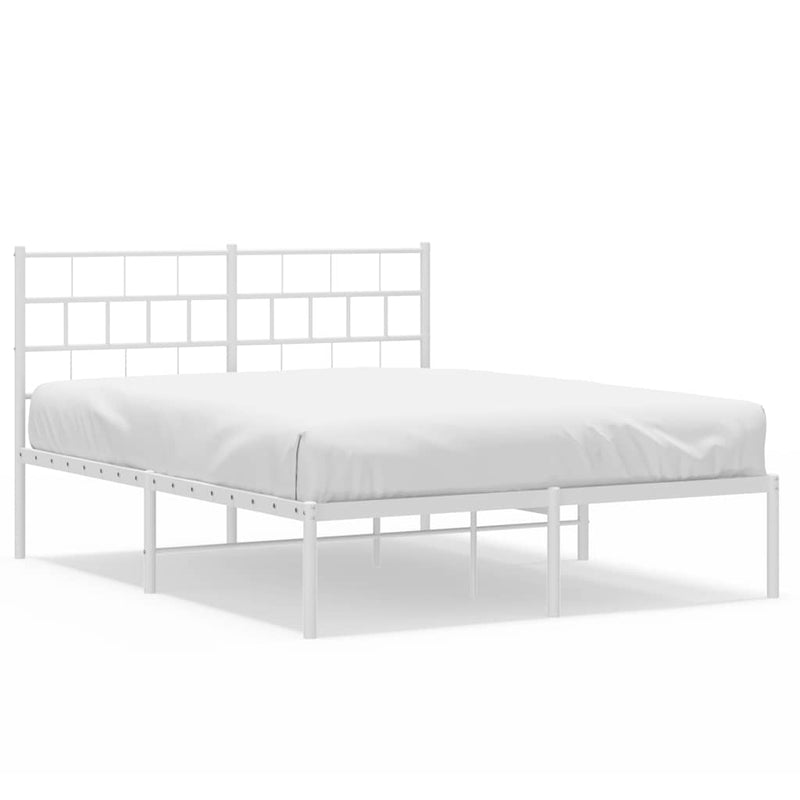 Metal Bed Frame without Mattress with Headboard White 135x190 cm