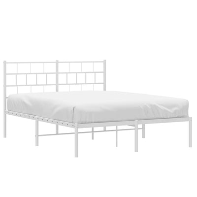 Metal Bed Frame without Mattress with Headboard White 135x190 cm