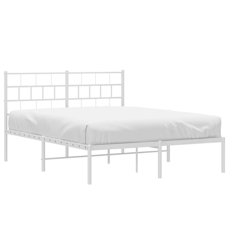 Metal Bed Frame without Mattress with Headboard White 135x190 cm